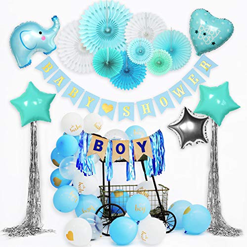 Hombae Elephant Baby Shower Decorations For Boy Elephant Theme Boy Baby Shower Decorations Supplies It S A Boy Banner Elephant Balloons Oh Baby Balloons Wantitall