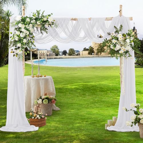 Premium Soft White Chiffon Fabric by The Yard - 60 Inch Wide Sheer Wedding & Event Draping Fabric, Perfect for Backdrops, Table Decor, and Crafting (Pre-Cut 1 Yard) 5 Premium Soft White Chiffon Fabric by The Yard - 60 Inch Wide Sheer Wedding & Event Draping Fabric, Perfect for Backdrops, Table Decor, and Crafting (Pre-Cut 1 Yard) - Image 4