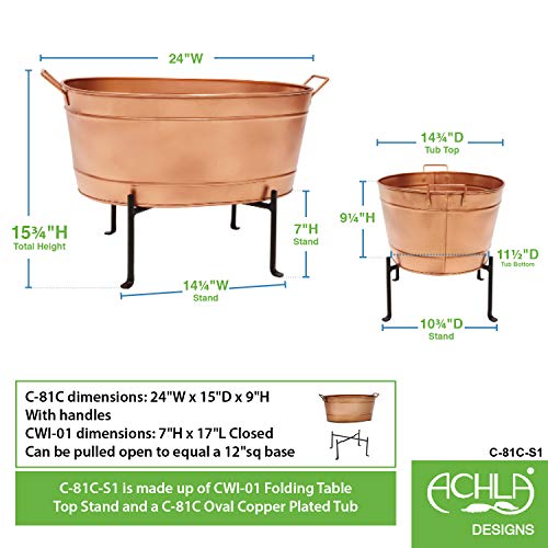 Achla Designs C-81C-S1 Classic Galvanized Tub And Stand, Copper And Black #TOP2