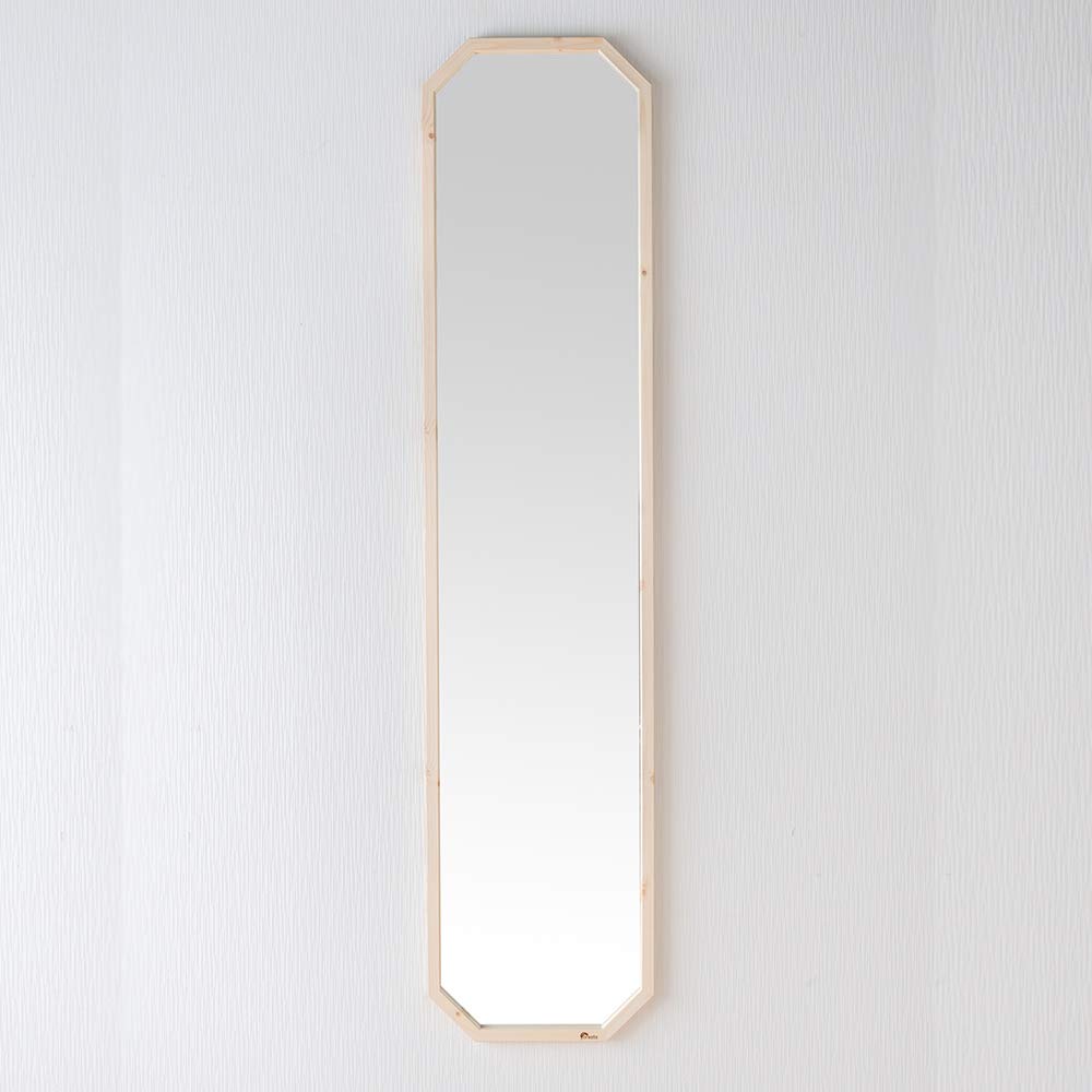 新品‼︎八角たてミラー☆幅約33.5cm×90cm☆立てかけ☆木製枠☆縦長☆