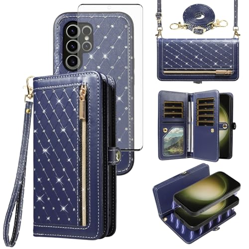 Étui pour Samsung S23 Ultra avec porte-cartes et sangle bandoulière