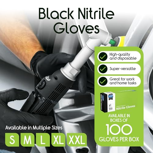 Inspire Black Nitrile Disposable Gloves | 4.5 Nitrile Disposable Safety Medical Cooking Cleaning Gloves (Black - Box Of 100, Small)