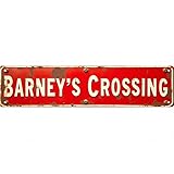 Retro Barney's Crossing Street Tin Signs - 16 * 4 Inches Decor for Man Cave Garage Patio - Mens Wall Decor Outdoor Sign Vintage Decor for Home