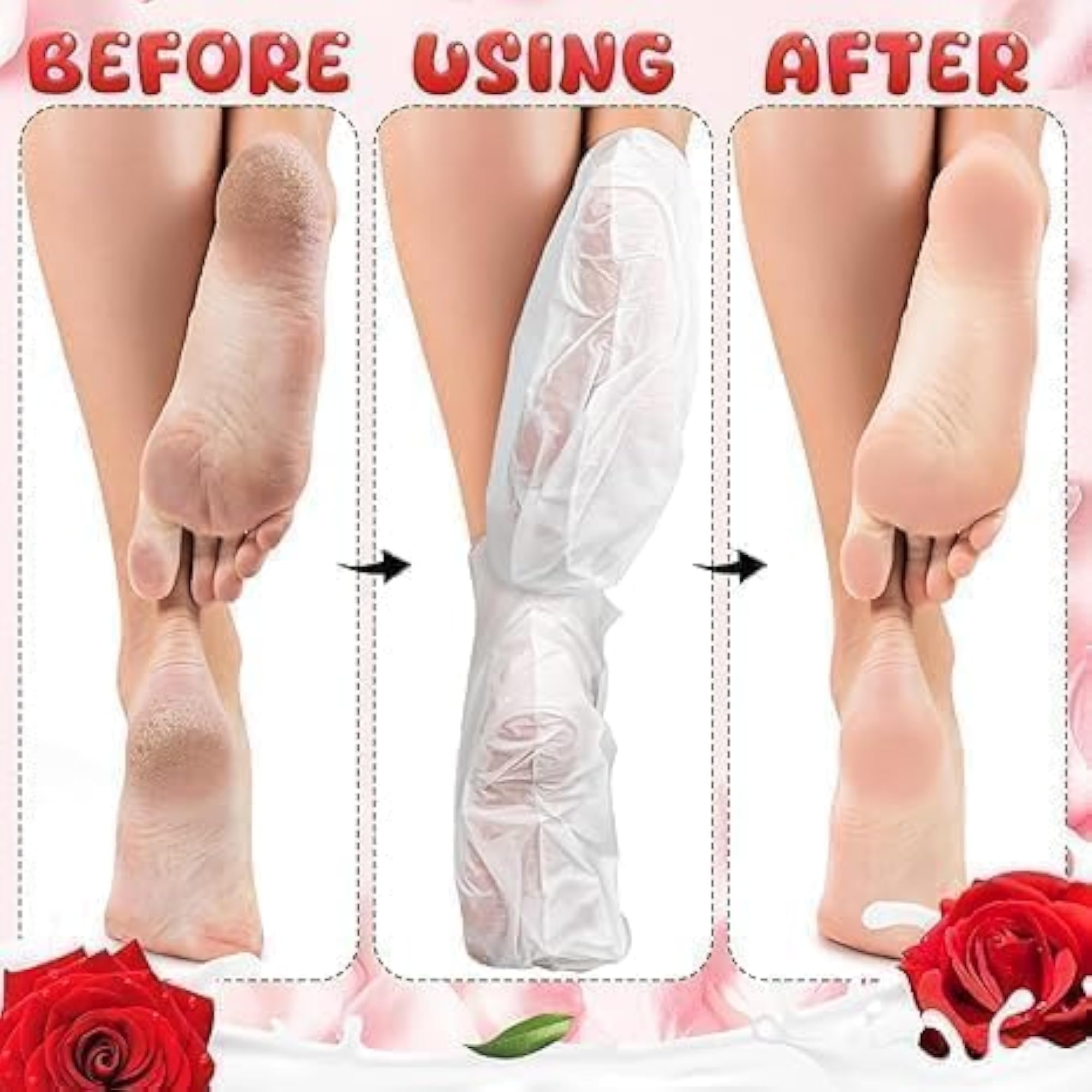 Natural Rose Foot Peeling Mask Booties for Dead Skin Removal