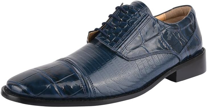 Mens Animal Print Genuine Leather Lace Up Oxford Dress Shoes