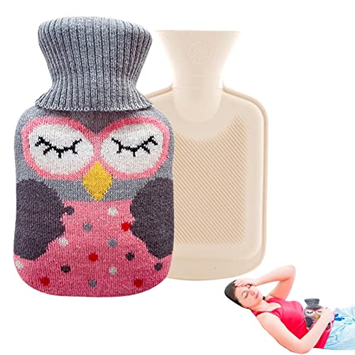 Mini garrafa de água quente dos desenhos animados,500 ML Aquecedor de Mãos com Capa de Padrão de Ren