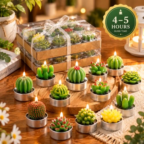 Lawei 18 Pack Cactus Tealight Candles - Handmade Delicate Succulent Mini Plants Candle - Perfect for Home Decor Candles Festival Wedding Props and House-Warming Party by Lawei - Used condition - Image 6