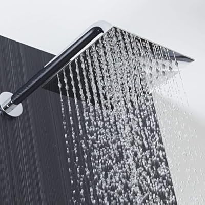 Generic 12 Inch Shower Head - 304 Stainless Steel, Rainfall Full Body Coverage, High Pressure, Easy Installation, Anti-Clog Nozzles, Ultra-Thin Design for Luxury Shower Experience, Chrome