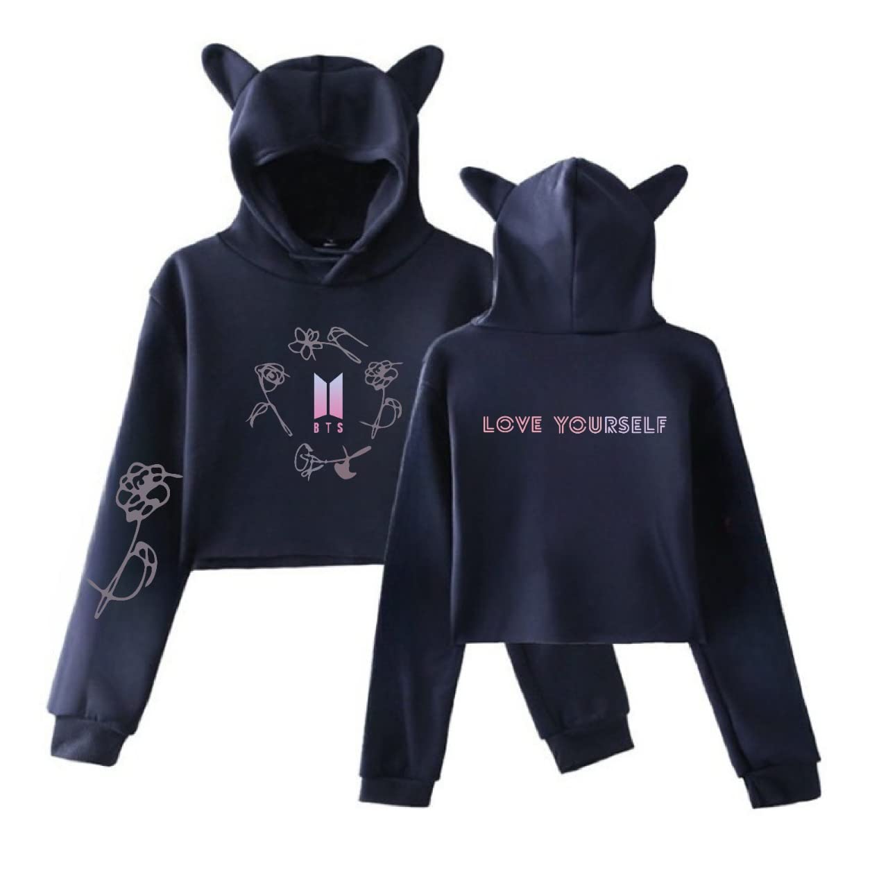 MoneysaversBTS Love Your Love Yourself Tear Album Love Kpop Long Sleeve Cropped Hoodies Sweatshirt Women Custom Hooded Pullover