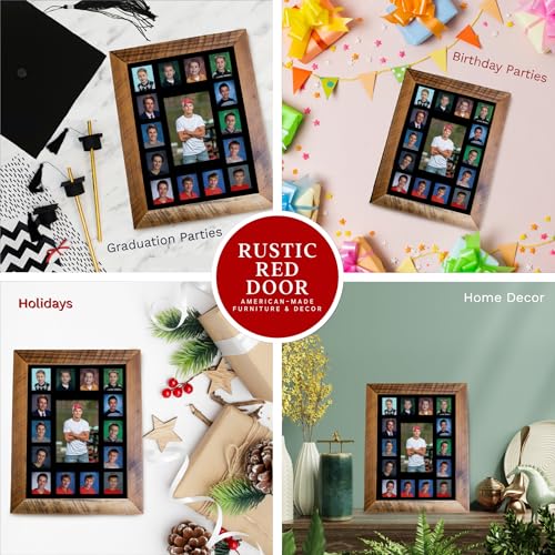 Image of Rustic Red Door Co. School Years Reclaimed Wood Picture Frame with Mat - 11x14 Wooden Framed 15 Photo Collage Mat Pre-School & Kindergarten to 12th Grade High School Graduation (Class of 2024, Black)