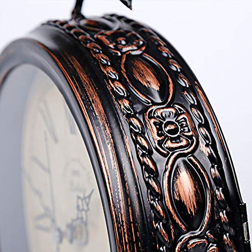 Shisedeco Vintage Cottage Metal Table Clock With Bird, Retro Mantel/European Wrought Iron Metal Industrial Quartz Desk & Shelf Clock (F) #TOP6