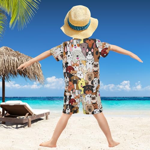 Image of visesunny Boy Floral Short Sleeve Button Down Shirt & Casual Shorts Set Summer Outfits 3-10 Years Clothes