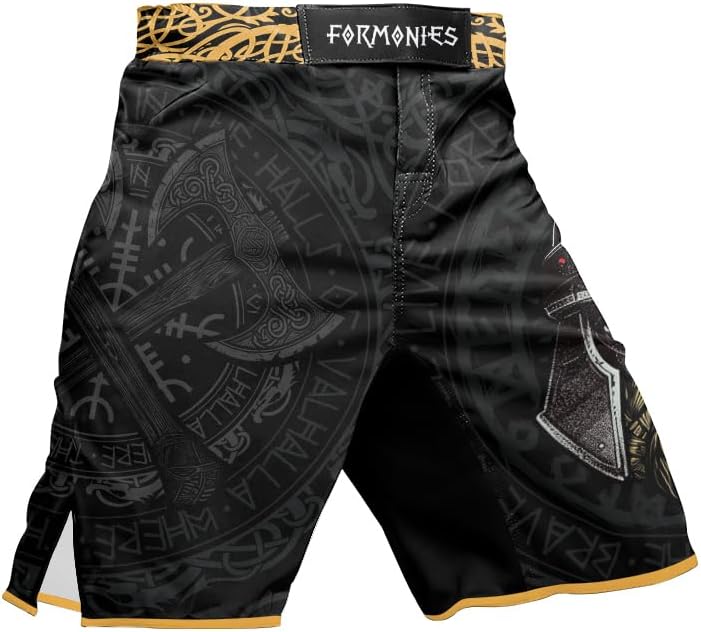 Viking Men's Fight Short MMA BJJ Training No Gi Grappling Shorts Trunks Fight Wear with Drawstring