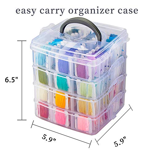 262 Pack Embroidery Thread Floss Set Including 200 Colors 8 M/Pcs Cross Stitch Sewing Thread With Floss Bins And 62 Pcs Cross Stitch Tool,4-Tier Transparent Storage Box #TOP2