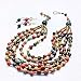 Multi Colored 5 Strand Bib Necklace and Earring Set with Acai Seeds, Handmade Artisan Tribal Jewelry for Women