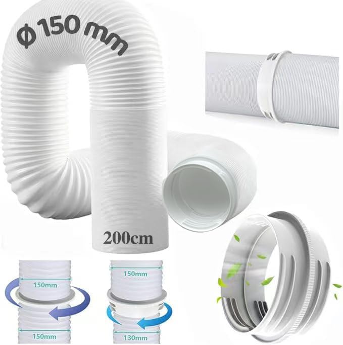 Abluftschlauch Klimagerät Verlängerung 2m Schlauch für Klimagerät Klimaanlage Abluftschlauch mit Adapter 130mm/150mm Klimaanlage Verlängerungsschlauch Klimaschlauch für Klimaanlage
