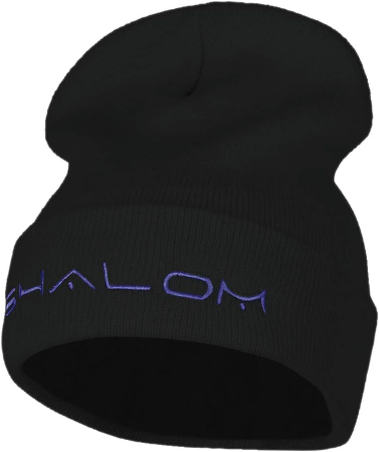 e4Hats.com Shalom Embroidered Long Knitted Beanie