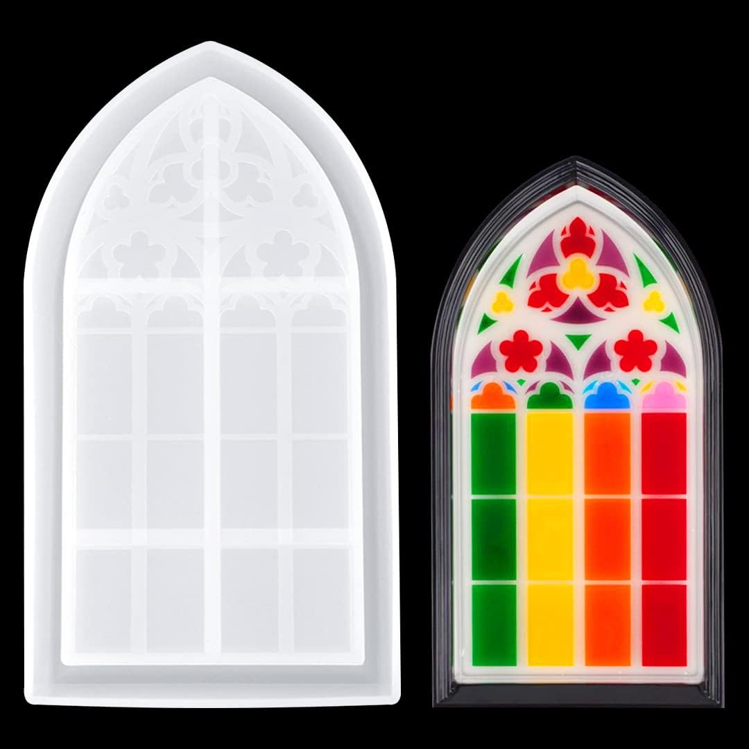 Zayookey Storage Box Resin Mold Silicone Tray Mold Plate Molds for Epoxy Resin Church Window Shape Jewelry Container Casting Box Mould A