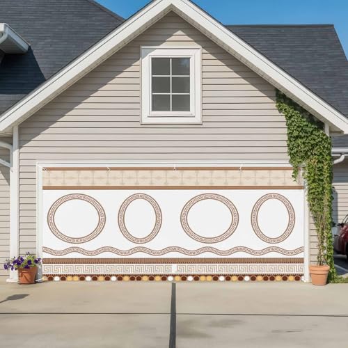 Bohemian Geometric Garage Door Cover Banner 7 x 8 FT,