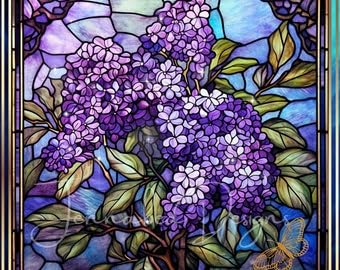 20 OZ Skinny Tumbler Gift for Women, Maters Syringa, Mothers Lilacs, Faux Stained Glass, Square, Wreath Sign, Sublimation, Only