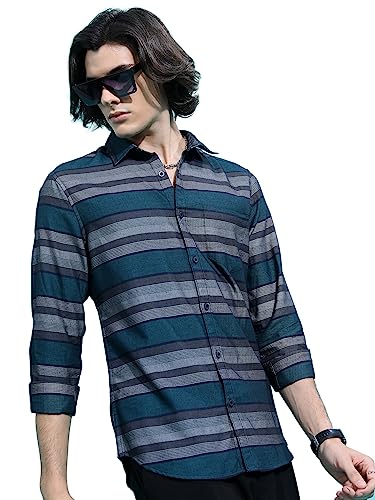 Image of KETCH Men Slim Fit Striped Full Sleeve Shirt