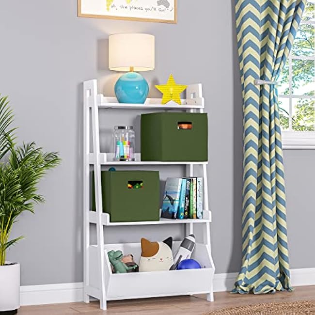 RiverRidge Folding Storage Bins with Handles Olive Cube Storage Organizer for Closet, Bedroom & Playroom - Closet Organizers and Storage Set of 2