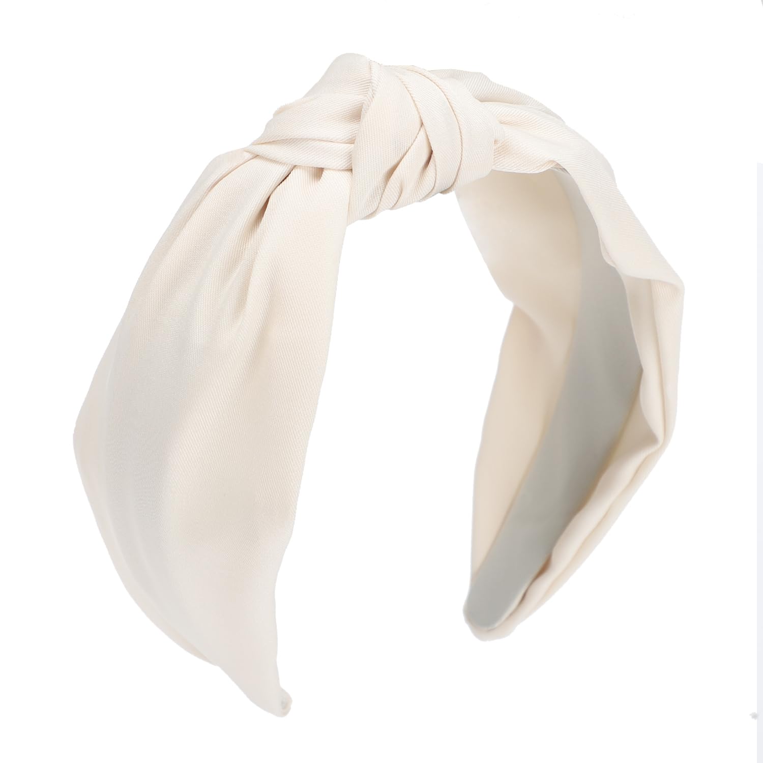 EtercycleHeadband for Women, Knotted Wide Headband, Yoga Hair Band Fashion Elastic Hair Accessories for Women (Beige)