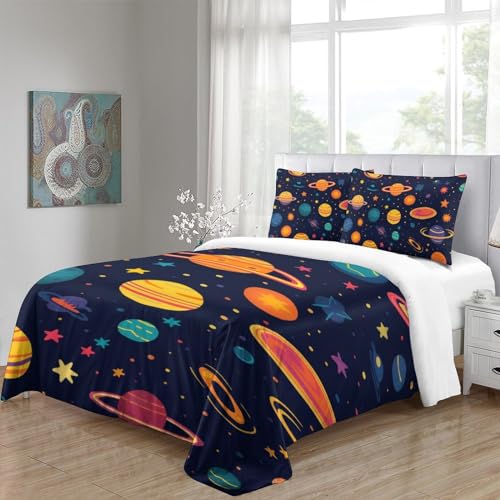 Housse de couette 140x200cm planète cartoon 3D en microfibre pour lit single - 5