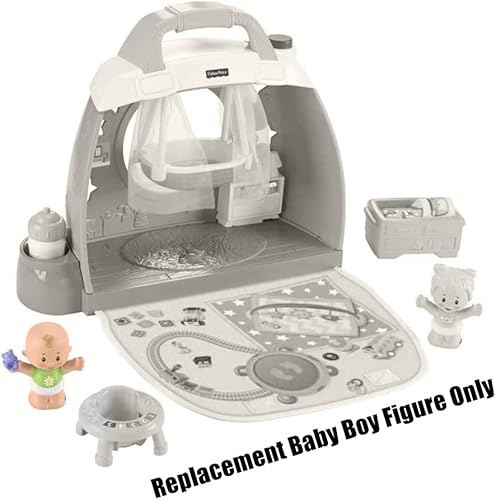 Miniatura 4 de Pieza de repuesto para el juego de guardería Fisher-Price Little People Cuddle 'n Play - GKP70  Figura de bebé niño  Cabello rubio  Camisa verde con