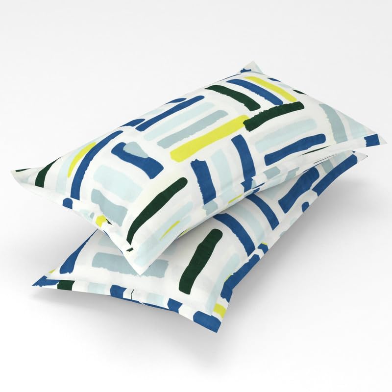 Luxury Trends Cotton Pillow Cover/Case Set (2 Pcs) - 20"x30" inches, White and Green