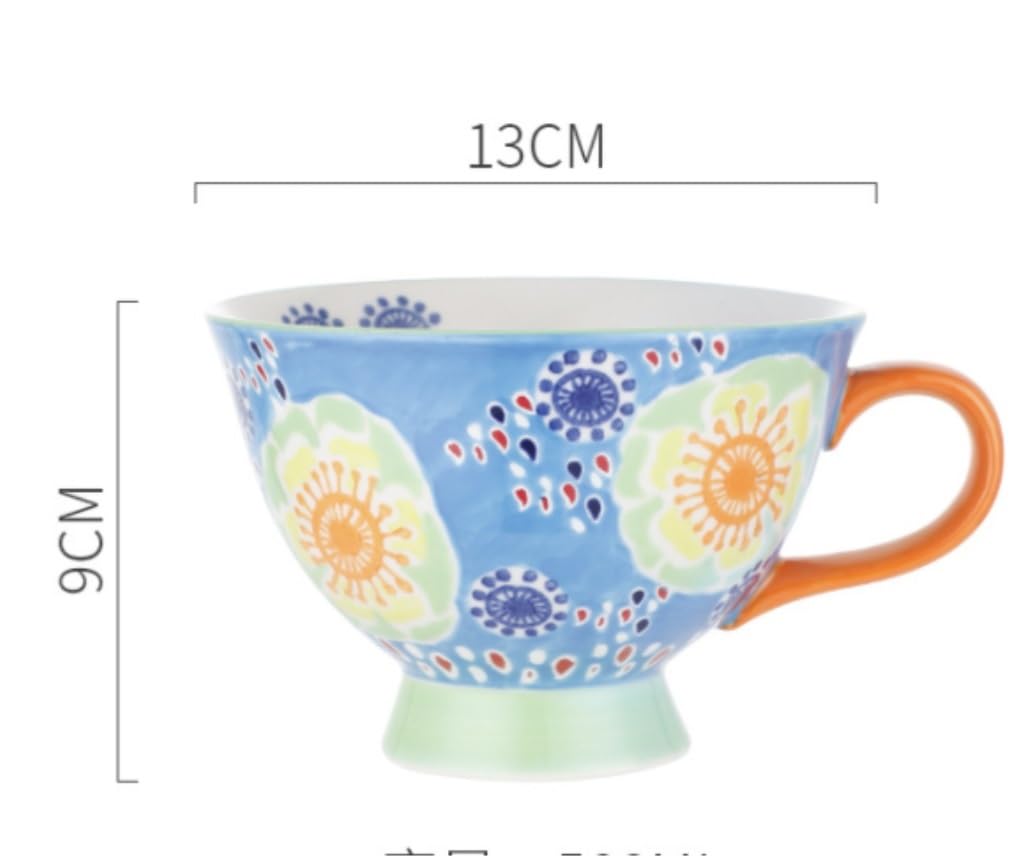 Tazas de Moka Taza para Beber Tazas Taza De Cerámica De Gran Capacidad Para Beber Patrón Personalizado Taza De Café Desayuno En Casa Taza De Leche Tazas de Desayuno (Color : C, Size : 500ml)