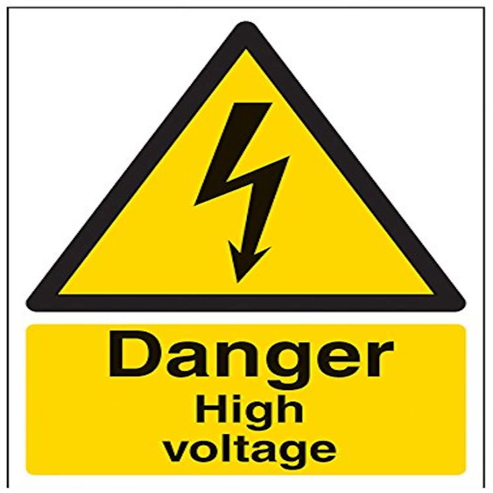 VSafety Danger High Voltage Warning Sign - Portrait - 150mm x 200mm - 1mm Rigid Plastic