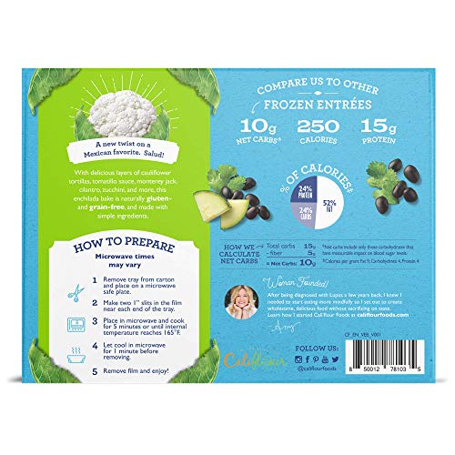 Cali'flour Foods Vegetable Enchilada Bake (8-Pack) - Keto Friendly Frozen Meal | Low Carb, Gluten and Grain Free | Fresh Cauliflower Base
