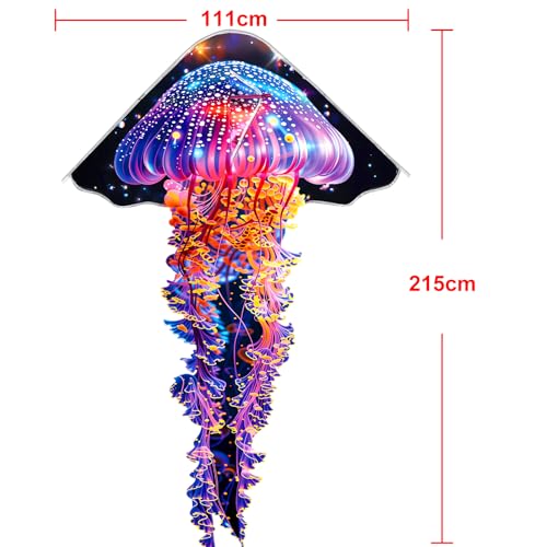 HENGDA KITE Jellyfish Kite Medusa Kite for Kids Beginners and Adults,High Definition Printing,Easy to Fly and Assemble,Suitable for Outdoor Activities,43x84 inch