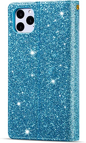Étui en cuir de qualité supérieure iPhone 14 Pro bleu à rabat aimanté