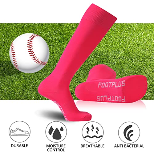 Image of FOOTPLUS Baseball Softball Socks,Unisex Over Knee High Solid Sports Rugby Summer Soccer Camps Socks