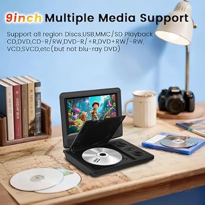 11.5 Portable DVD Player for Kids & Car Travel9 inch Swivel IPS Screen,3-Hour Battery,CD/DVD/USB/SD Support,Region Free/Headrest Mount & Remote