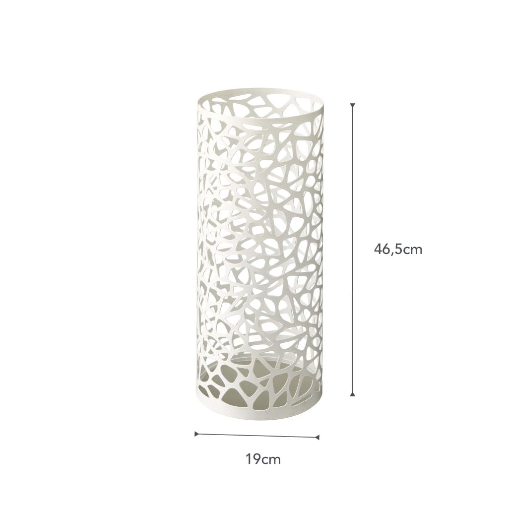 YAMAZAKI 6321 NEST Portaombrelli, bianco, acciaio, design minimalista, 19 x 19 x 46.5 cm