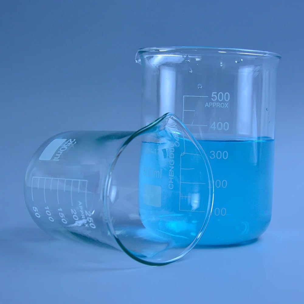 Attrezzature e forniture di laboratorio Becher da laboratorio in vetro borosilicato trasparente 1000 ml, 2000 e 250, di forma bassa, ispessito, con beccuccio