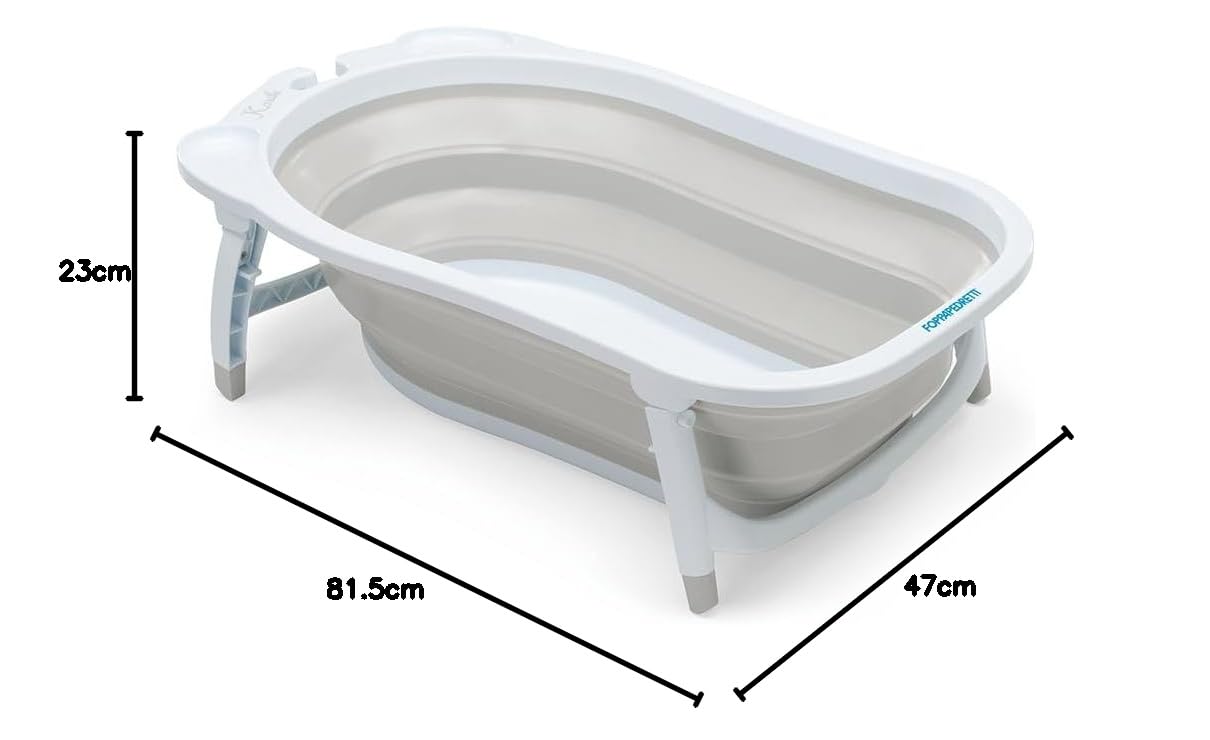 Foppapedretti Bañera plegable con fuelle, suave, cómoda y práctica, para niños desde el nacimiento hasta los 15 kg, Greige