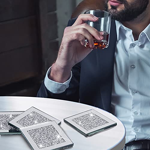 Coasters For Drinks Coffee Tea Cup Pads Table Mat For Home,Office,Kitchen,Bar,Bling Crystal Luxury Handmade Diamond (Square) #TOP2