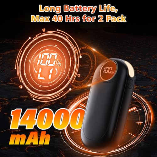 Hand Warmers Rechargeable 2 Pack, Dual Sided Electric Hand Warmer 14000mAh with Power Bank, 20Hrs Warmth, 8 Heating Mode, Portable Charging Pocket Heater for Men, Women, Raynauds, Camp, Hunting, Golf
