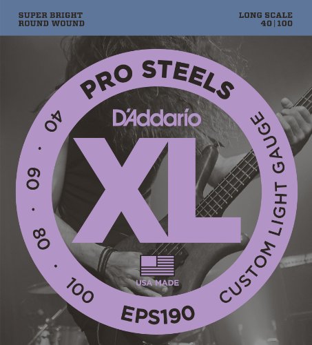 D'Addario EPS190 XL ProSteels Custom Light (.040-.100) Electrische Basgitaar Snaren
