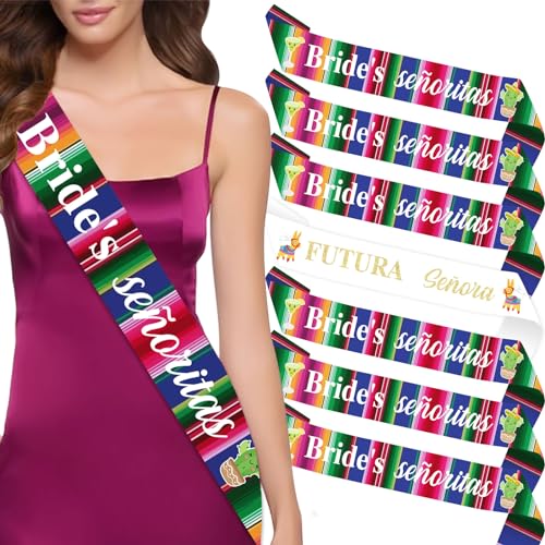 Wonmelody Mexikanische Bachelorette-Party-Dekorationen, Futura Senora-Brautschärpe, 7 Stück, Final Fiesta-Schärpe, mexikanische Fiesta-Brautparty, Partyzubehör, Cinco De Mayo-Dekoration für die