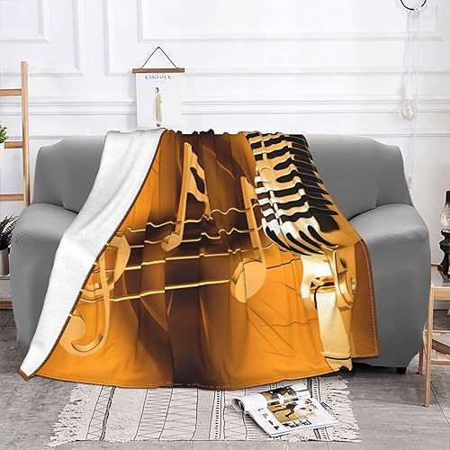 Couverture flanelle ultra douce avec motif microphone pour salon - 3