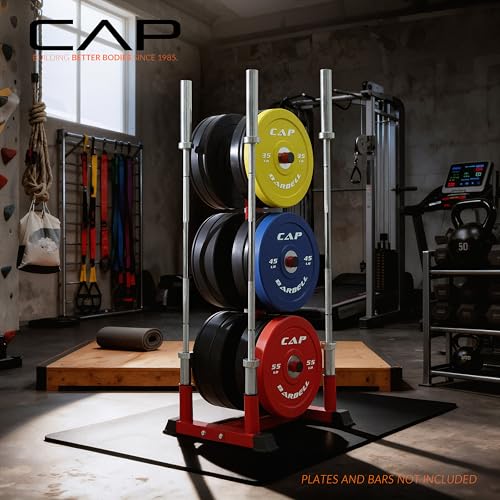 image for CAP Barbell Olympic Bumper Plate Tree Rack with 6 Weight Plate Posts a