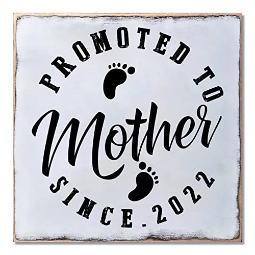 Plaque en bois Promoted To Mother First Time panneau mural 40,6 cm cadeau naissance
