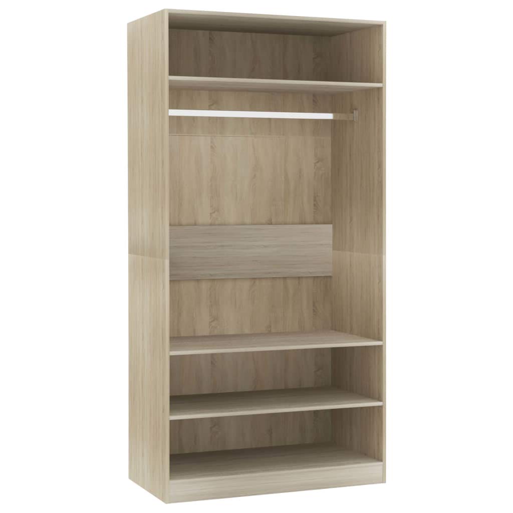 vidaXL Wardrobe Home Living Room Bedroom Open Clothing Storage Cabinet Organiser Hanger Shelf Cupboard Furniture Sonoma Oak Engineered Wood