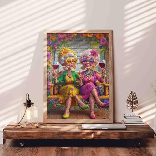 Rompecabezas de 1000 piezas para adultos: Anciana, tema vino, tamaño final 50 x 70 cm, ideal como regalo o decoración para el hogar miniatura 3