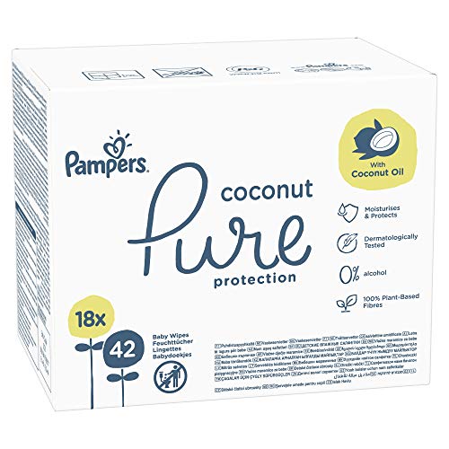 Pampers Coconut Pure Protection Billendoekjes, 756 Babydoekjes (18x42 Doekjes), Met 100% plantaardige vezels en… - Afbeelding 3